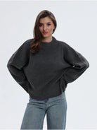 Moncelia Signe Ribbed-Cuff Oversized Pullover Sweater