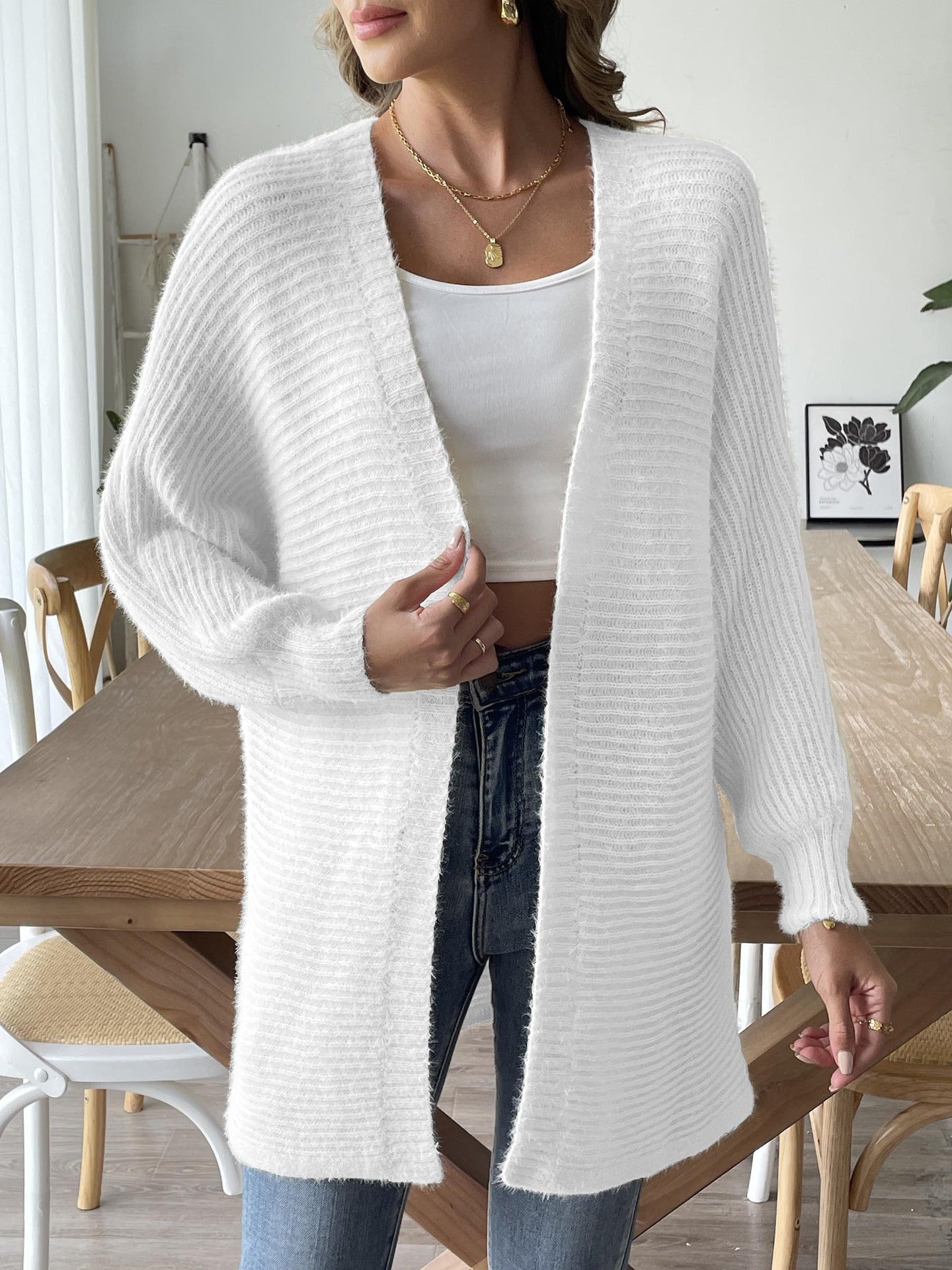 Moncelia Lavena Woven Faux Mink Cardigan