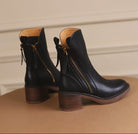 Moncelia Chantal Side-Zip Stacked Heel Ankle Boots