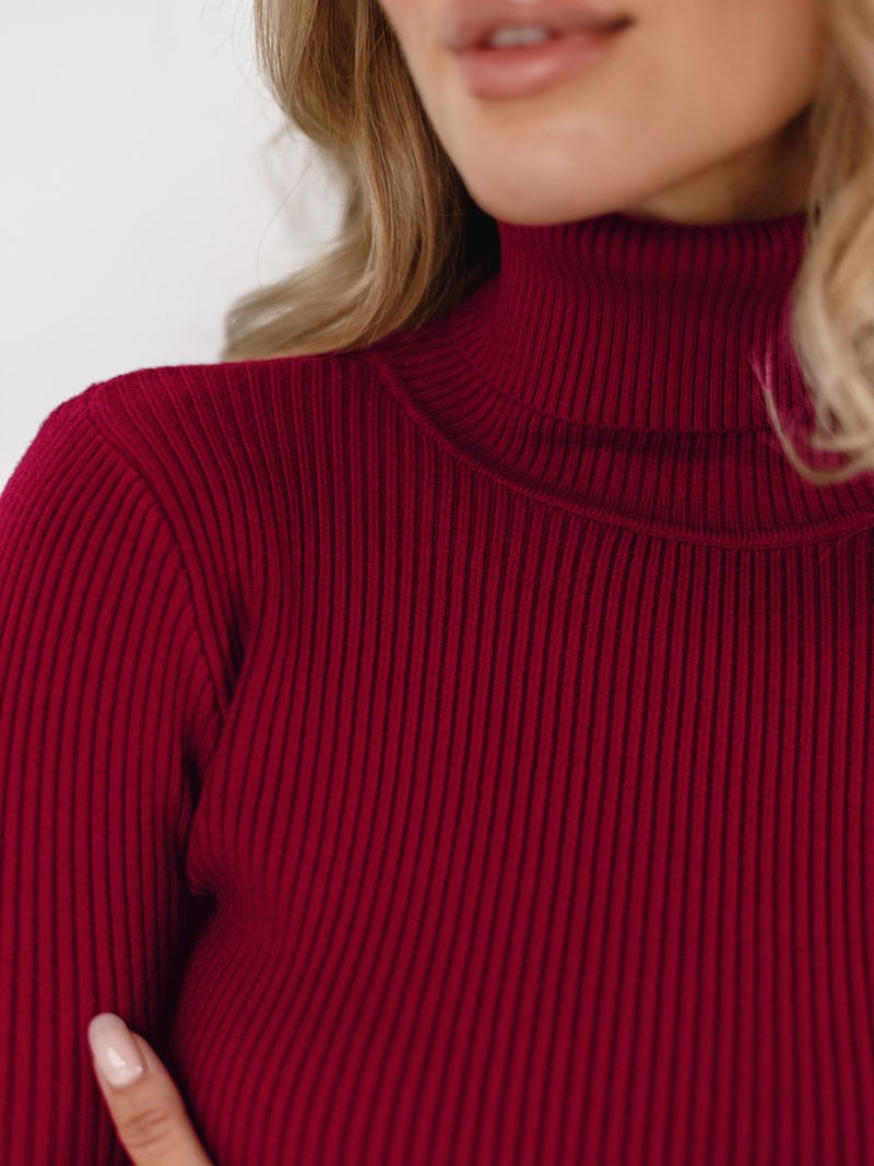Moncelia Dagny Cotton-Blend Ribbed Knit Turtleneck Sweater