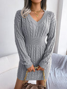 Moncelia Michela Cable-Knit Smocked-Waist Sweater Dress