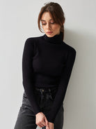 Moncelia Dagny Cotton-Blend Ribbed Knit Turtleneck Sweater