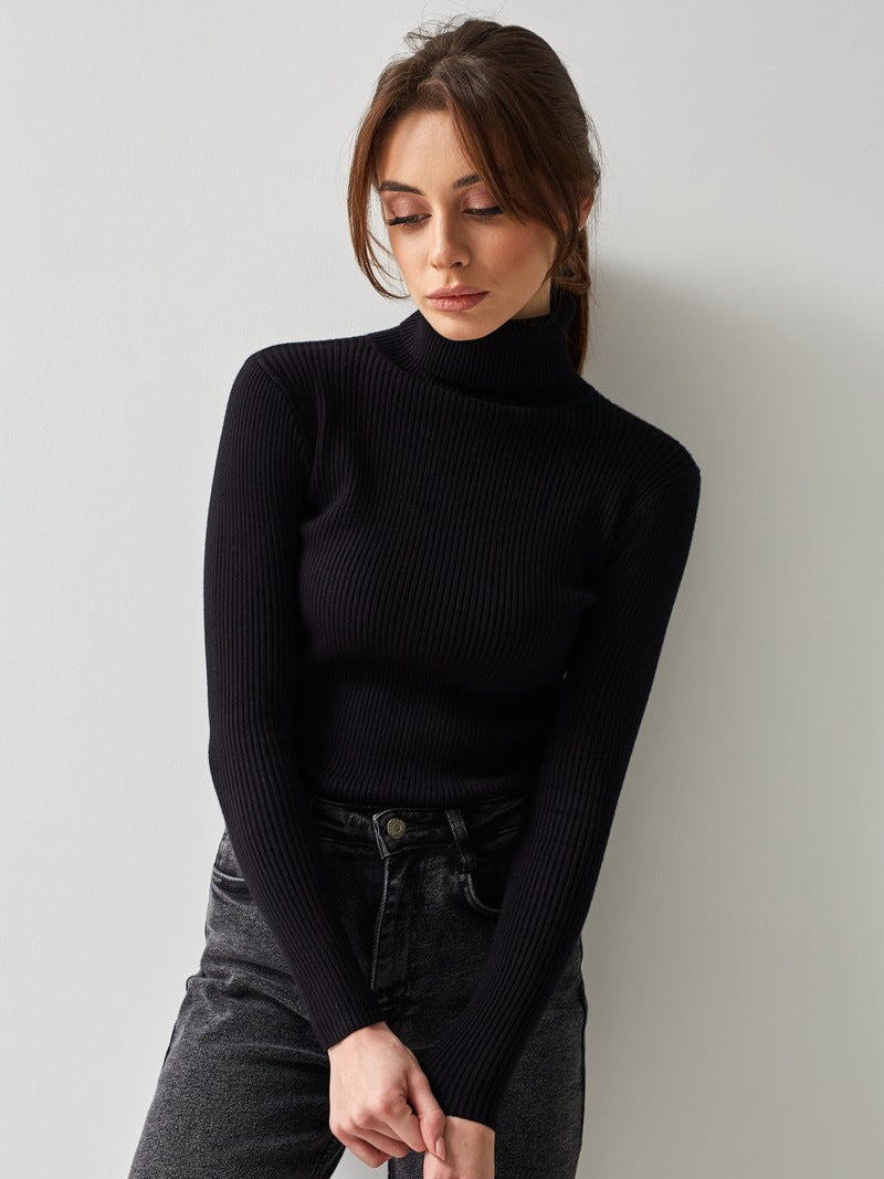 Moncelia Dagny Cotton-Blend Ribbed Knit Turtleneck Sweater