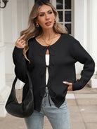 Moncelia Naia Deer Plush Tie-Front Cardigan