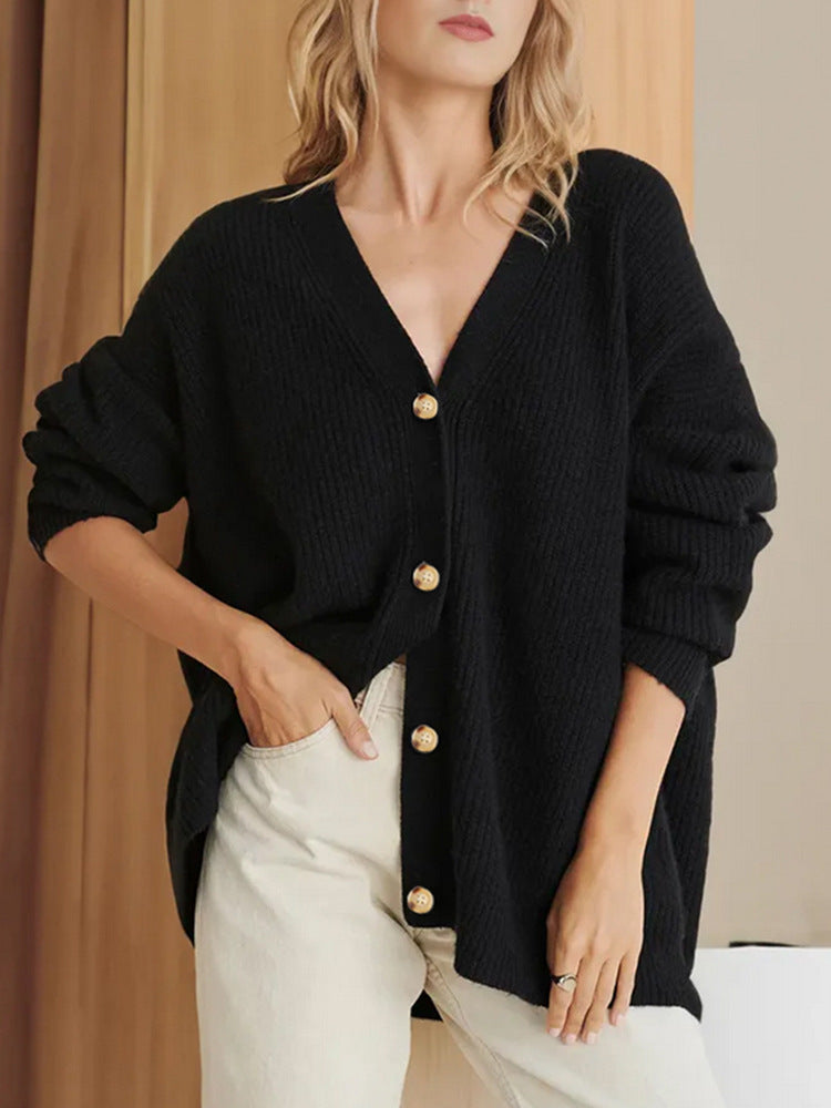 Moncelia Marian Oversized Ribbed V-Neck Cardigan