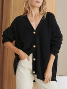 Moncelia Marian Oversized Ribbed V-Neck Cardigan