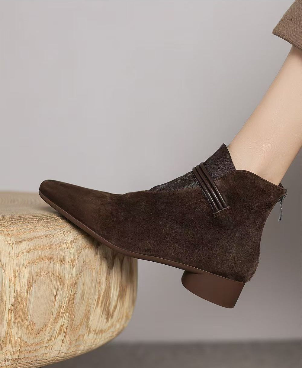 Moncelia Fabia Pointed-Toe Faux Suede Ankle Boots