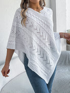 Moncelia Dalila Cable Knit V-Neck Cape Poncho
