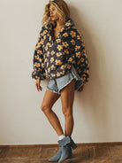 Moncelia Aurore Floral Sherpa Half-Zip Pullover