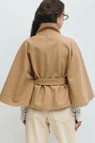 Moncelia Anneke Button-Front Belted Cape Coat