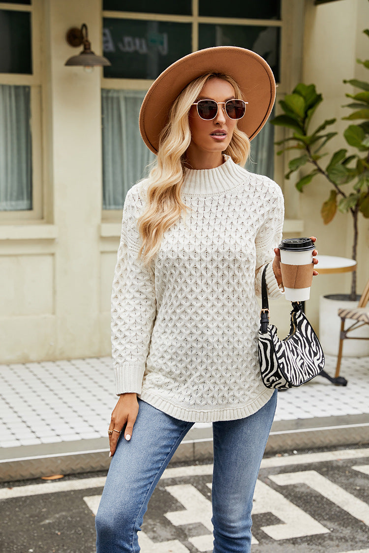 Moncelia Gaelle Textured Mock Neck Tunic Sweater