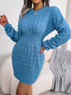 Moncelia Domitia Crew Neck Textured Sweater Dress