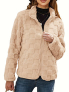 Moncelia Pilar Checkered Fleece Zip-Up Jacket