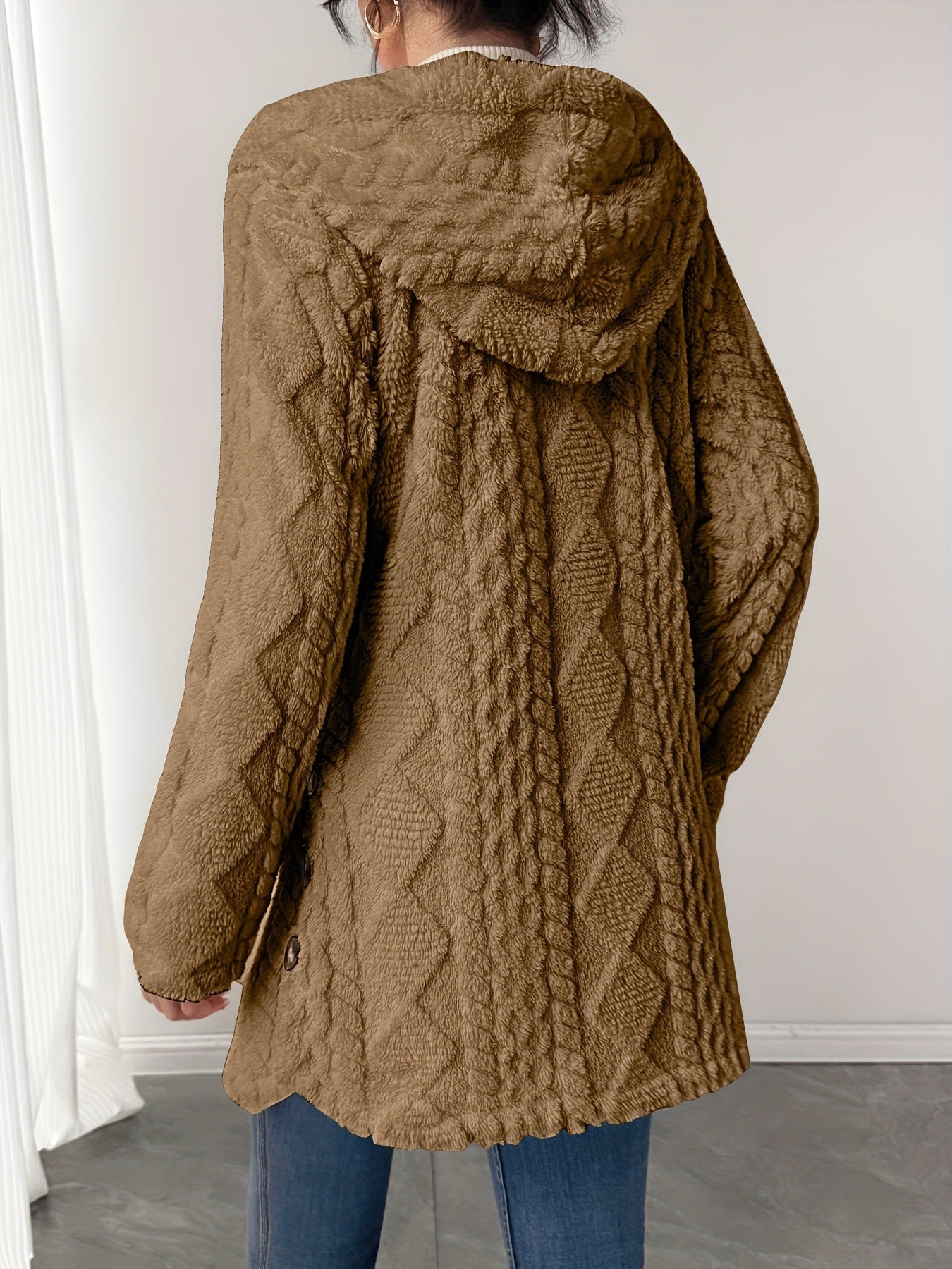 Moncelia Embla Hooded Sherpa Fleece Button Jacket