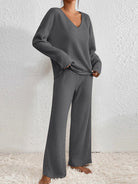 Moncelia Esra Ribbed Knit Wide-Leg Lounge Set