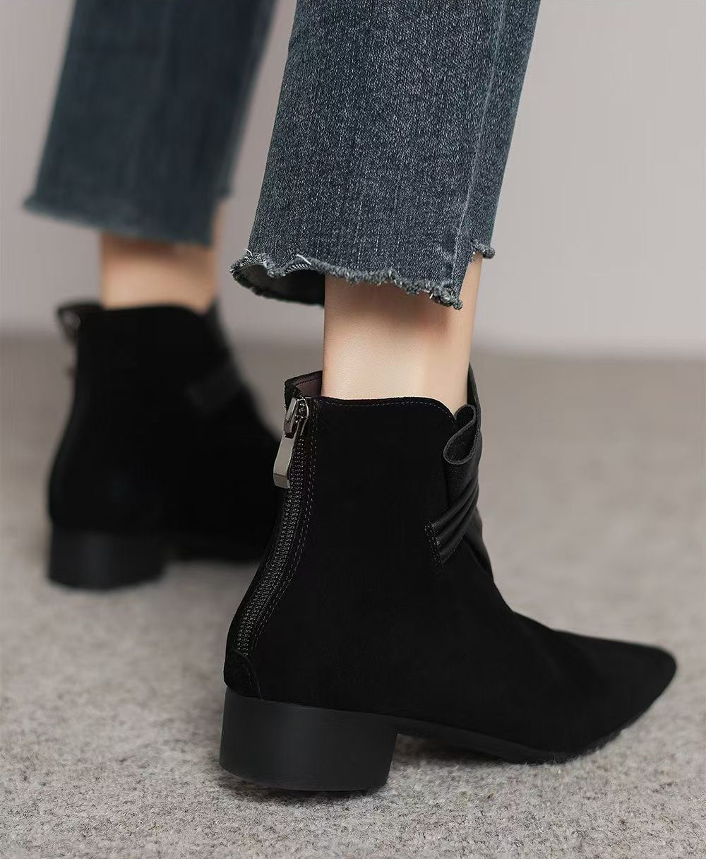 Moncelia Fabia Pointed-Toe Faux Suede Ankle Boots