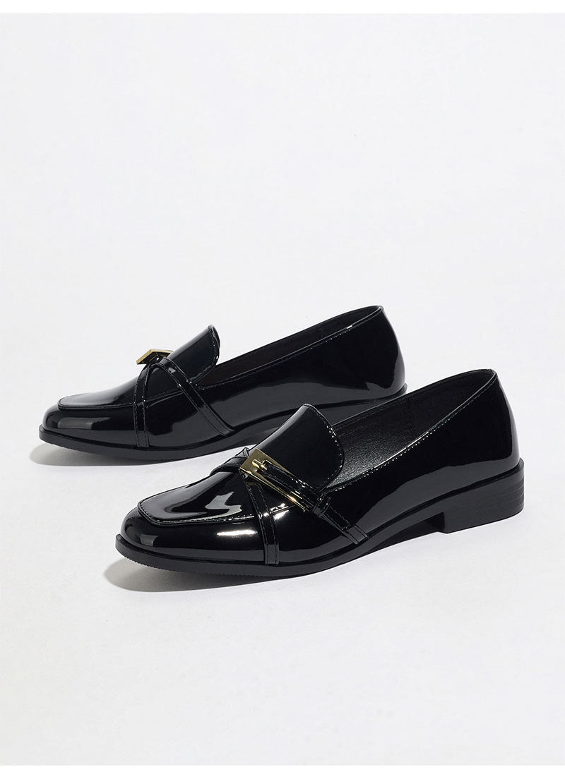 Moncelia Ophelie Patent Square Toe Bar Loafers
