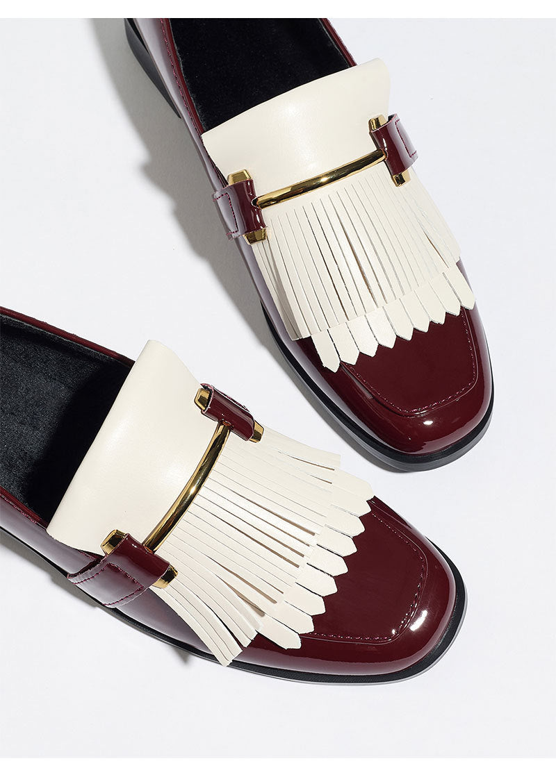 Moncelia Beatrice Patent Fringe Loafers