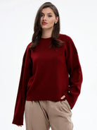 Moncelia Signe Ribbed-Cuff Oversized Pullover Sweater