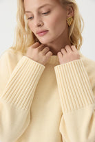 Moncelia Ottilia Cotton-Blend Crew Neck Drop Shoulder Sweater