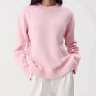 Moncelia Ottilia Cotton-Blend Crew Neck Drop Shoulder Sweater