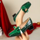 Moncelia Vella Croc Block Heel Loafers