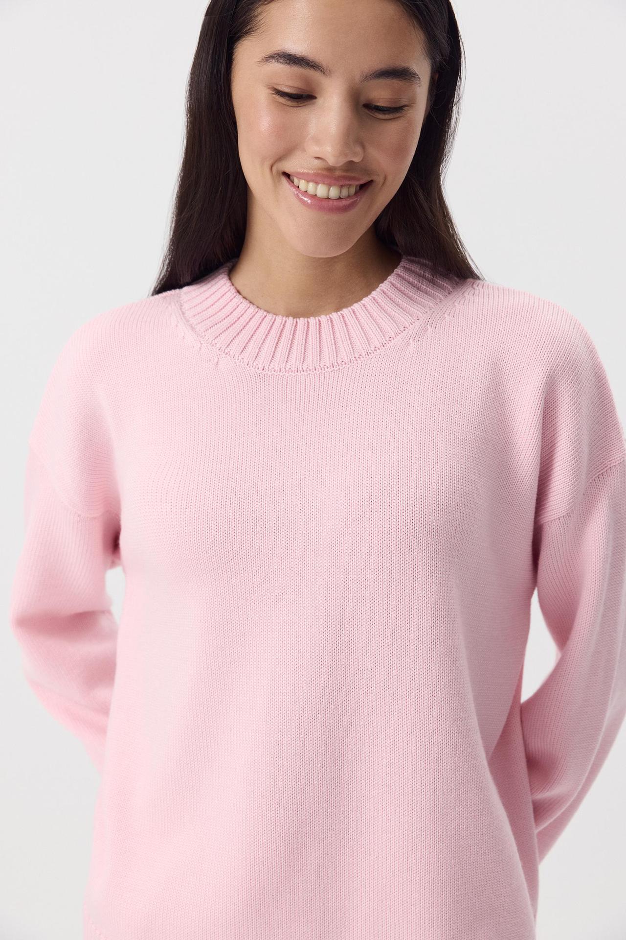 Moncelia Ottilia Cotton-Blend Crew Neck Drop Shoulder Sweater
