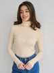 Moncelia Dagny Cotton-Blend Ribbed Knit Turtleneck Sweater