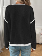 Moncelia Bruna Contrast-Trim Ribbed Knit Top