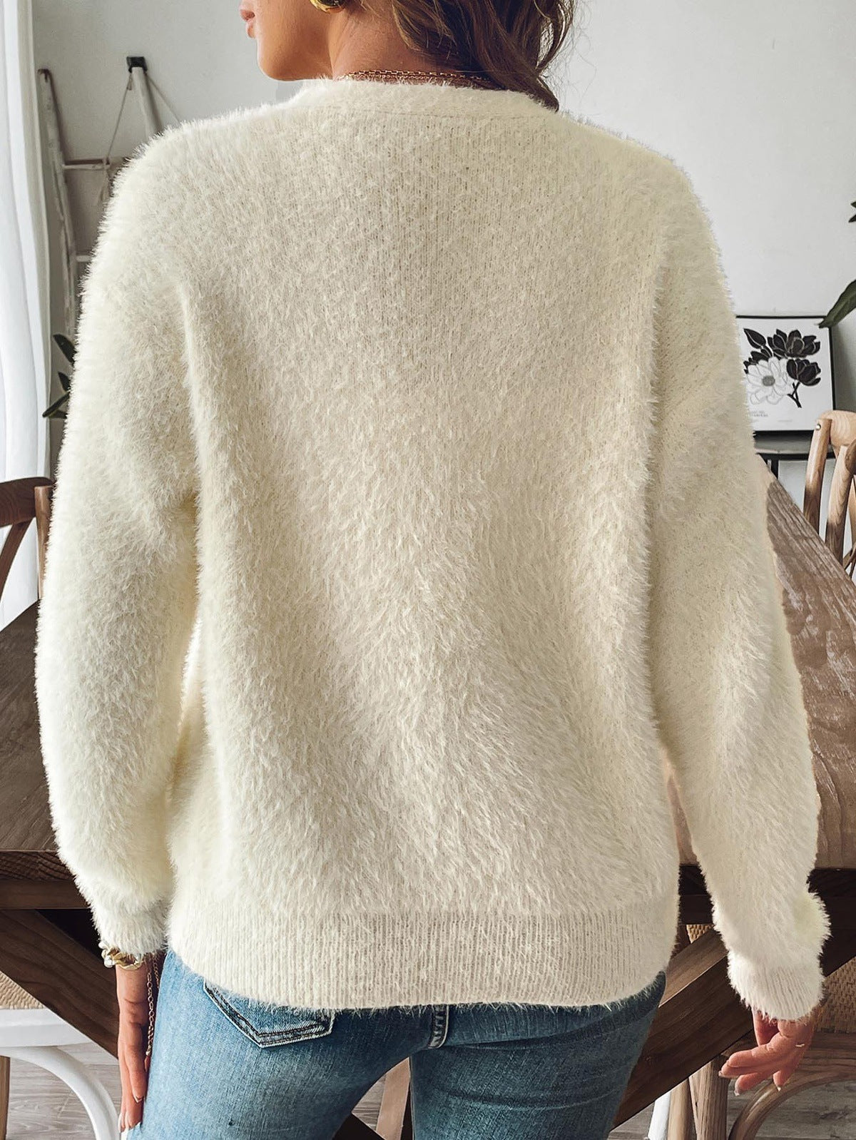 Moncelia Talise Faux Mink Pearl Cardigan