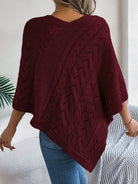 Moncelia Dalila Cable Knit V-Neck Cape Poncho