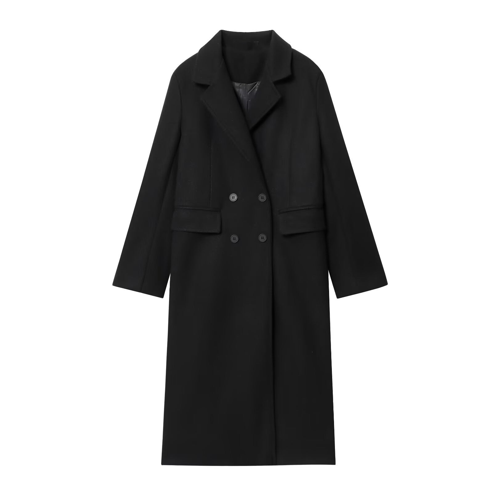 Moncelia Esme Double-Breasted Longline Wool-Blend Coat