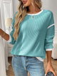 Moncelia Bruna Contrast-Trim Ribbed Knit Top
