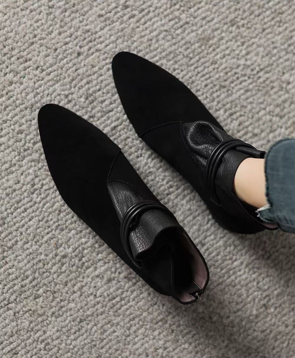 Moncelia Fabia Pointed-Toe Faux Suede Ankle Boots