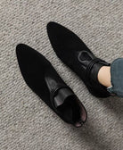 Moncelia Fabia Pointed-Toe Faux Suede Ankle Boots