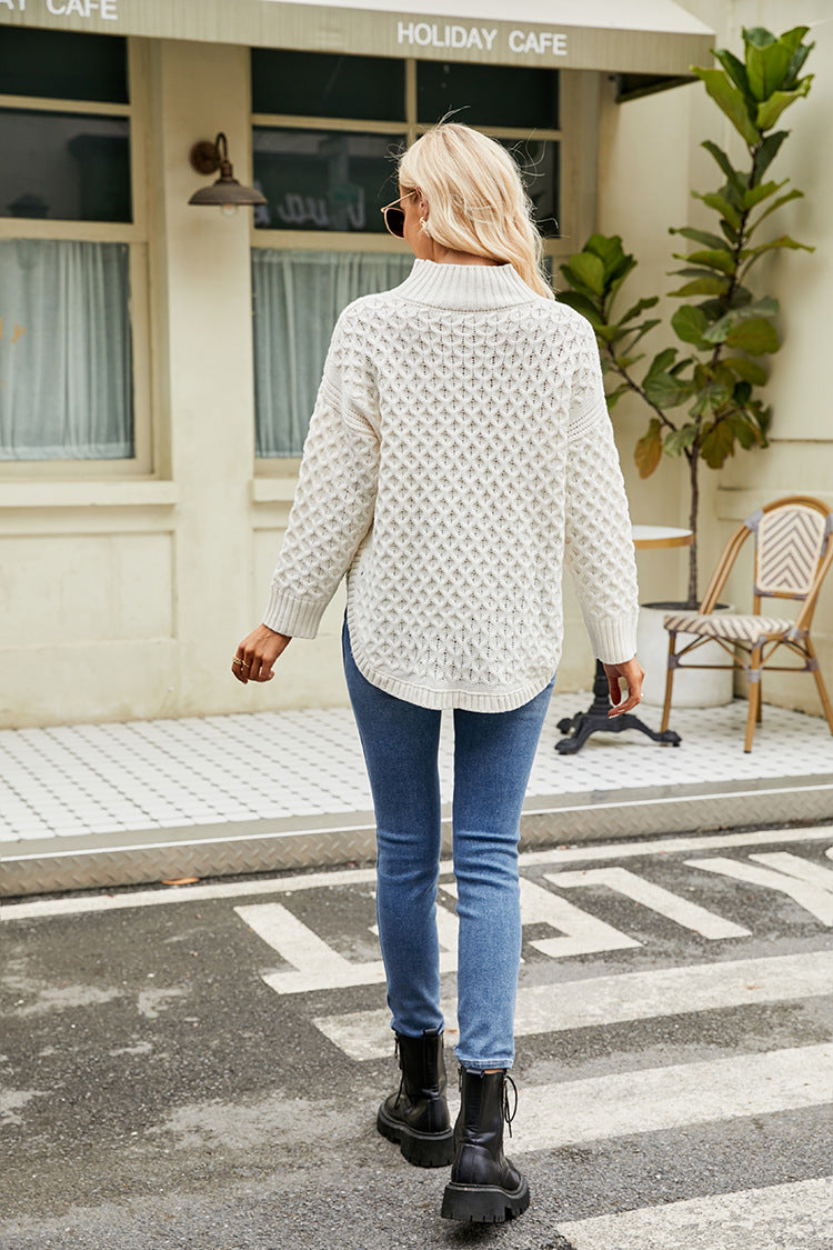 Moncelia Gaelle Textured Mock Neck Tunic Sweater