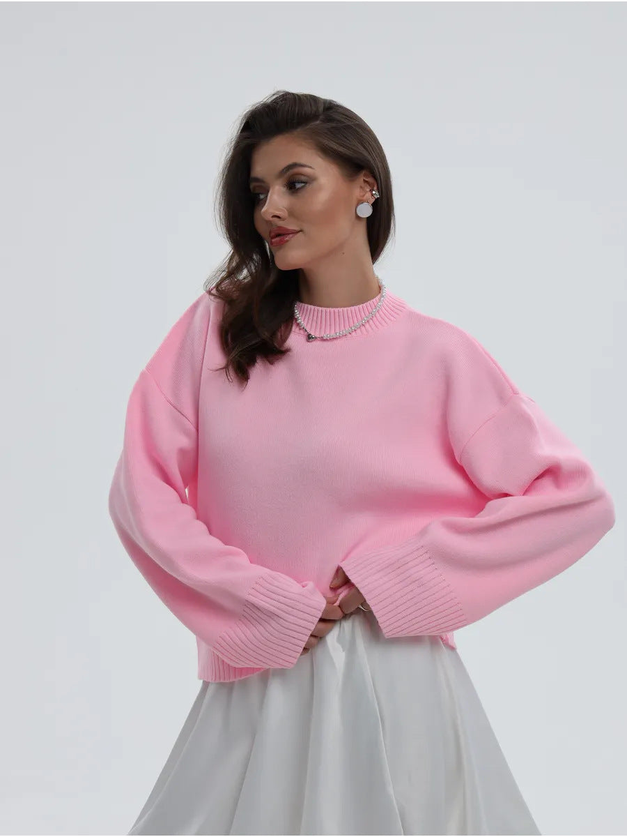 Moncelia Signe Ribbed-Cuff Oversized Pullover Sweater