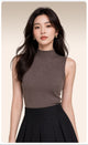 Moncelia Fulvia Ribbed Mock Neck Sleeveless Knit Top