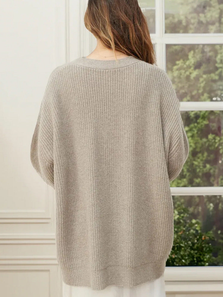 Moncelia Marian Oversized Ribbed V-Neck Cardigan