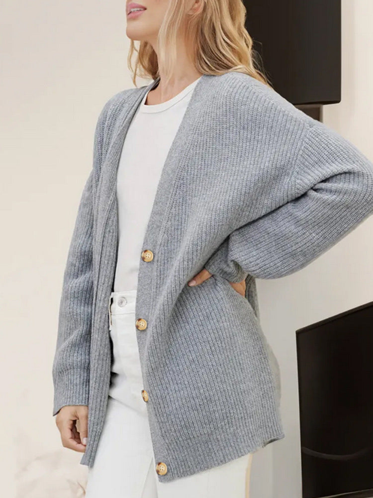 Moncelia Marian Oversized Ribbed V-Neck Cardigan