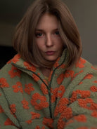 Moncelia Aurore Floral Sherpa Half-Zip Pullover