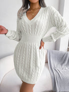 Moncelia Michela Cable-Knit Smocked-Waist Sweater Dress