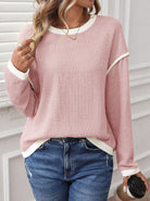 Moncelia Bruna Contrast-Trim Ribbed Knit Top