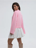 Moncelia Signe Ribbed-Cuff Oversized Pullover Sweater