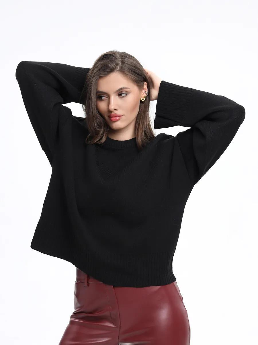 Moncelia Signe Ribbed-Cuff Oversized Pullover Sweater