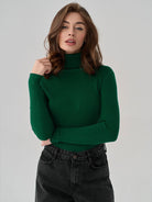 Moncelia Dagny Cotton-Blend Ribbed Knit Turtleneck Sweater
