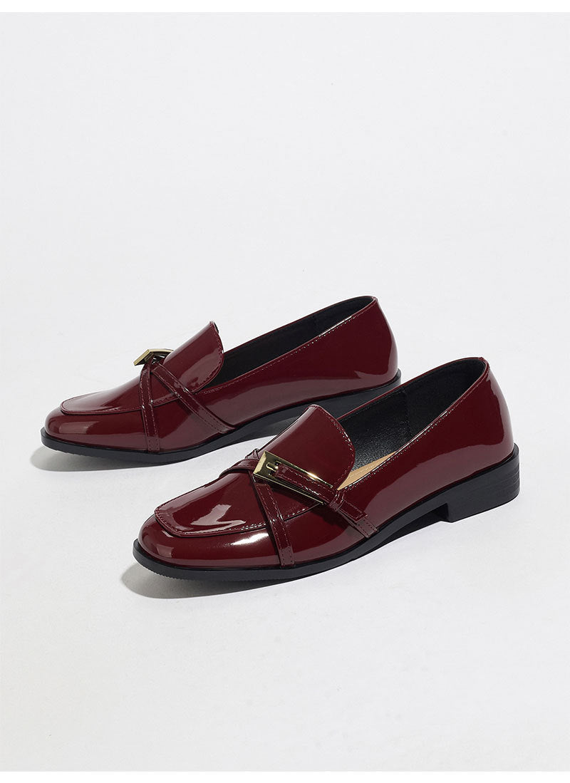 Moncelia Ophelie Patent Square Toe Bar Loafers