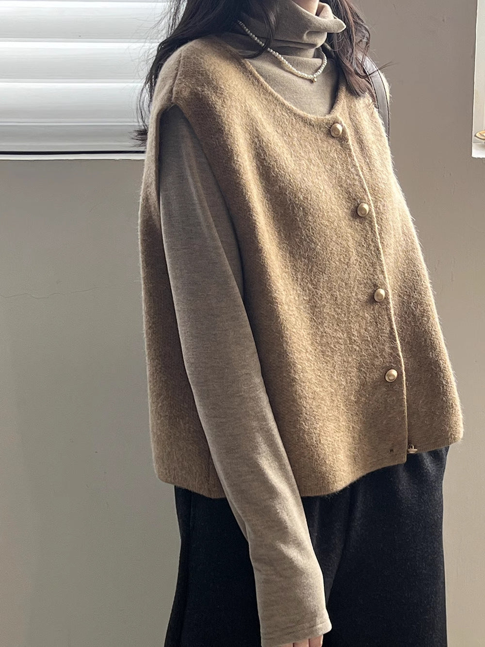 Moncelia Amaya Button-Front Knit Sweater Vest