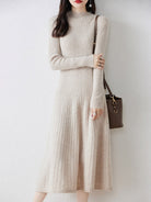 Moncelia Viola Ribbed Wool-Blend Sweater Dress