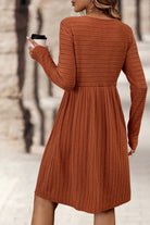 Moncelia Kajsa Ribbed-Knit Long Sleeve A-Line Dress